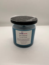 Load image into Gallery viewer, Just Cleaned Soy Wax Candle in a Glass Jar with a Black Lid