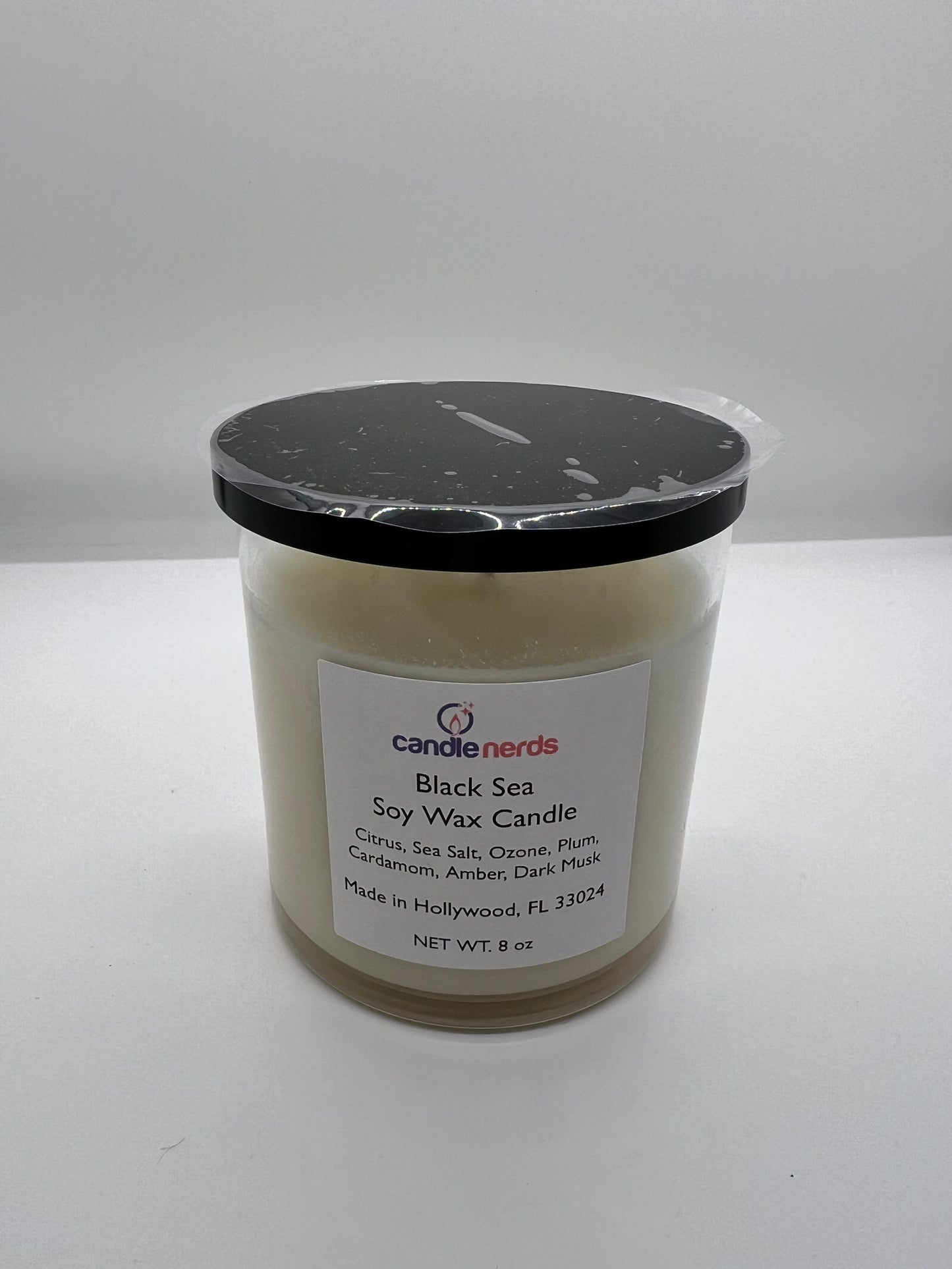 Black Sea Soy Wax Candle white background, soy bean candle