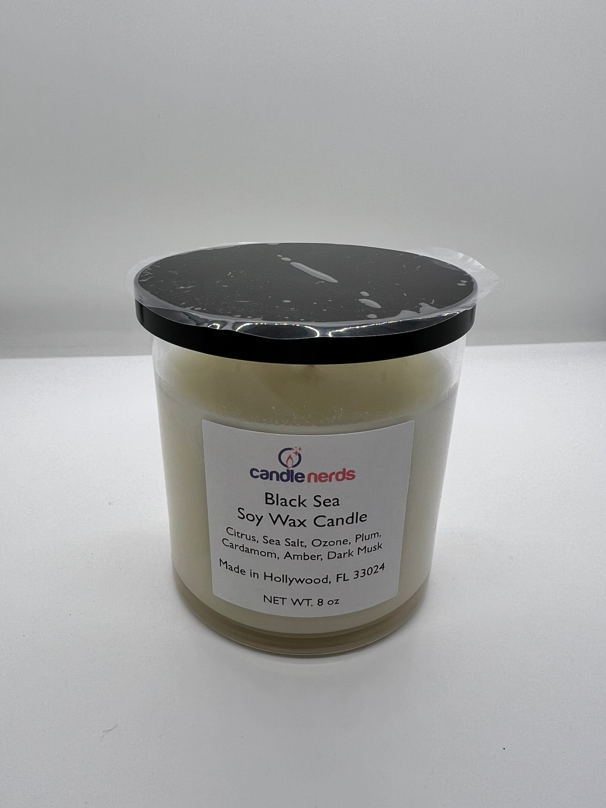 Black Sea Soy Wax Candle white background, soy bean candle